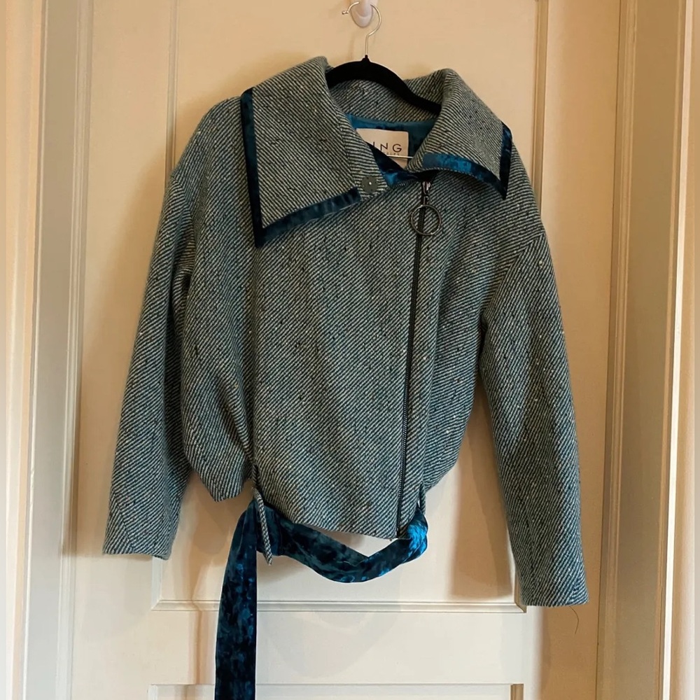 Jing Los Angeles velvet herringbone striped jacket size small